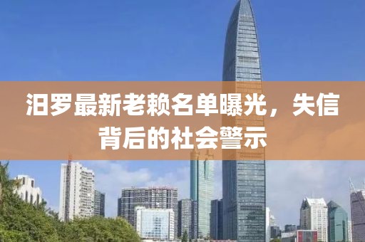 汨羅最新老賴名單曝光，失信背后的社會警示