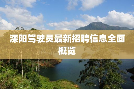 溧陽駕駛員最新招聘信息全面概覽