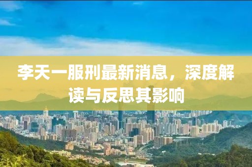 李天一服刑最新消息，深度解讀與反思其影響