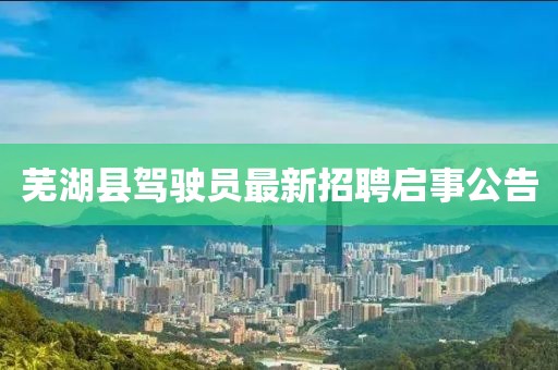 蕪湖縣駕駛員最新招聘啟事公告