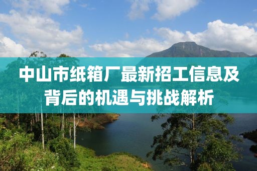 中山市紙箱廠最新招工信息及背后的機遇與挑戰(zhàn)解析