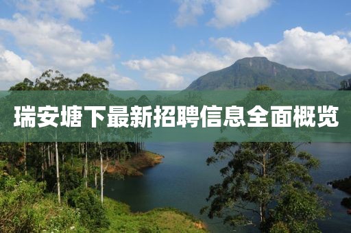 瑞安塘下最新招聘信息全面概覽
