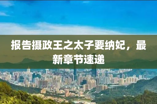 報告攝政王之太子要納妃，最新章節(jié)速遞