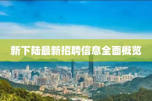 新下陸最新招聘信息全面概覽