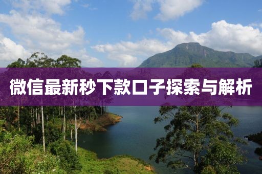 微信最新秒下款口子探索與解析