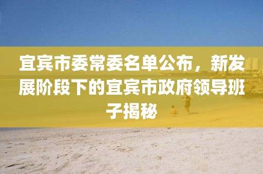 宜賓市委常委名單公布，新發(fā)展階段下的宜賓市政府領(lǐng)導(dǎo)班子揭秘