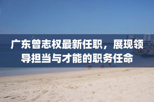 廣東曾志權(quán)最新任職，展現(xiàn)領(lǐng)導(dǎo)擔(dān)當(dāng)與才能的職務(wù)任命