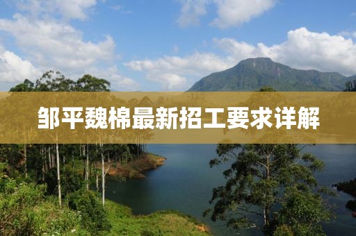 鄒平魏棉最新招工要求詳解