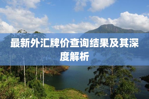 最新外匯牌價(jià)查詢結(jié)果及其深度解析