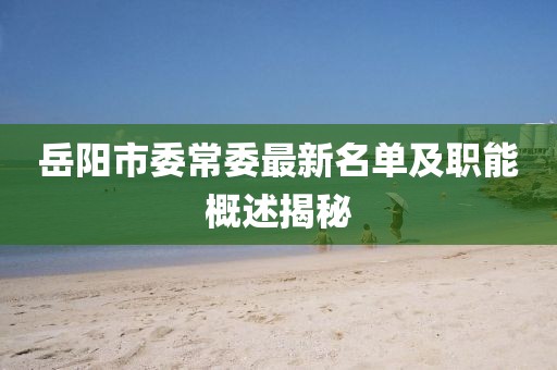 岳陽市委常委最新名單及職能概述揭秘
